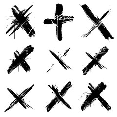 Canvas Print - A set of vector hand drawn cross signs