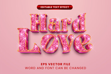 Poster - Hard love glittery pink valentine's day 3d editable vector illustration