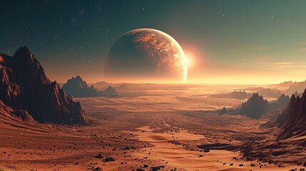 Aufkleber - View from mars to earth. Generative AI.