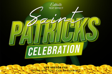 Saint Patrick day celebration editable vector text effect