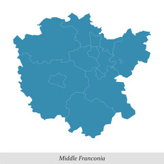  map of Middle Franconia is a region in Bavaria state of Germany