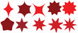 Set of vector starburst, sunburst badges. Nine different color. Simple flat style Vintage labels. Design elements. red stickers. A collection of different types and colors icon