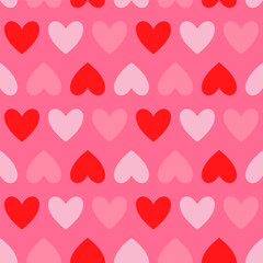 Wall Mural - Groovy Hearts Seamless Pattern. Vector Background in 1970s-1980s Hippie Retro Style for Print on Textile, Wrapping Paper, Web Design and Social Media. Pink and Purple Colors.