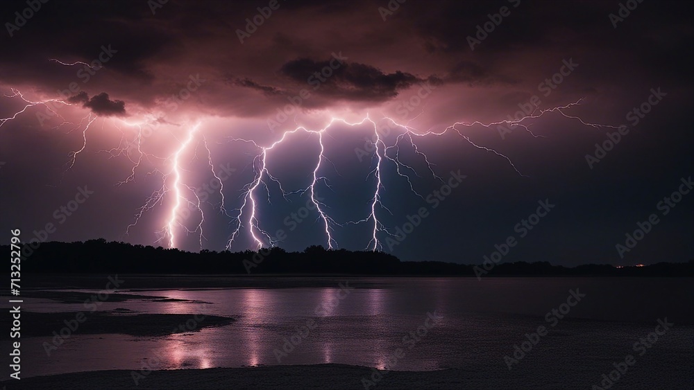 lightning in the night A cosmic dance of forces, where the lightning is ...