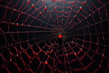 Spider web in raindrops
