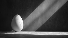 An Illustration Of A Lone Egg Casting An Elongated, Dramatic Shadow Across A Stark Surface,