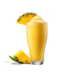 Wall Mural - Mango Tango Smoothie: Mango, Pineapple, Coconut Water, Lime, Ice isolated on transparent background