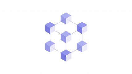 Blockchain technology animation. Big data and internet concept. white background. 4K Video