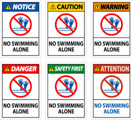 Poster - Pool Safety Sign Attention, No Swimming Alone