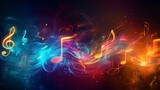 Fototapeta  - Abstract representation of a musical symphony with flowing notes and harmonious colors background