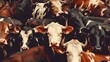 A random herd of cows is standing in the field Ai Generative