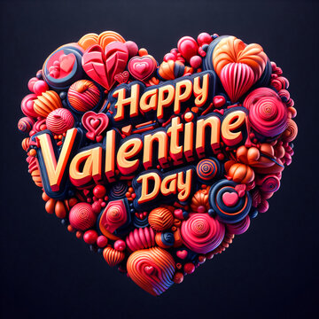 Happy Valentine's day 3D style typography.