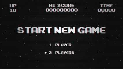 Poster - Start a new game background with player selection.8 bit game.retro game.