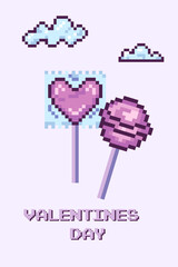 Poster - Pixel banner, valentines day poster, 8 bit, retro, y2k printable