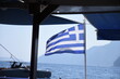 country flag on the beach, Greece.
