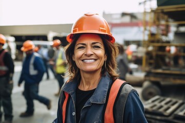 Poster - Portrait of a smiling middle aged female construction worker