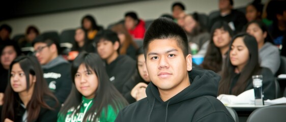 Poster - Group of Diverse Students Attending Lecture in Multicultural Generative AI