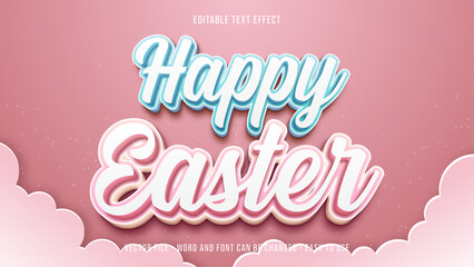 Wall Mural - Editable text effect happy easter day mock up