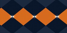 Navy Argyle And Orange Diamond Pattern, In The Style Of Minimalist Background