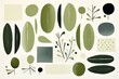 Olive abstract simple shapes, style of Matisse