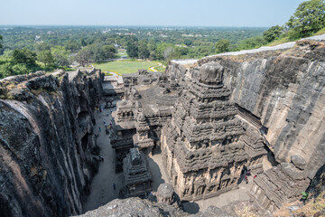 Poster - views of ellora caves in aurangabad, india