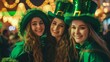 Women dressed up like Leprechauns celebrating Saint Patrick's day