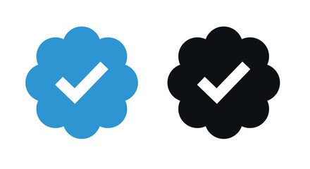 Aufkleber - Verified badge profile. Verified badge. Social media account verification icon. Blue check mark. Approved profile sign. Vector illustration