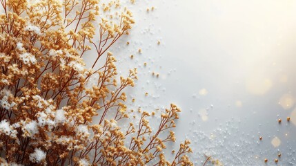 Wall Mural -  a close up of a bunch of flowers on a white surface with water droplets on the top of the flowers.