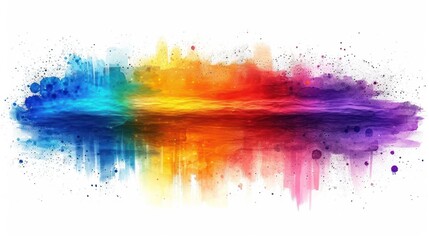 Poster -  a multicolored paint splattered on a white background with space for text or an image to be used as a background.