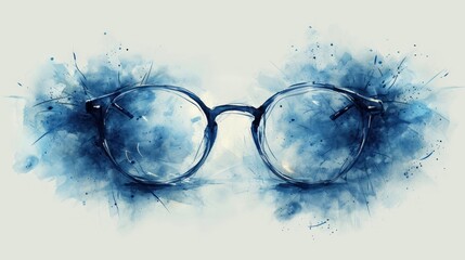 Canvas Print -  a pair of glasses with a splash of blue paint on the side of the glasses and a pair of glasses with a splash of blue paint on the side of the glasses.