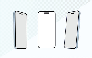 Poster - Smartphone mockup in rotated position. Mobile from different angles with blank screen. phone different angles views. Vector illustration
