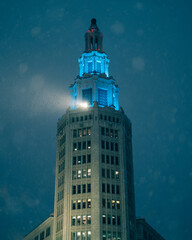 Canvas Print - The Electric Tower on a snowy winter night, Buffalo, New York