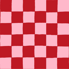 seamless repeating pattern with hand drawn checkerboard in cotton candy pink and red. Soft pink and red checker for Valentines day, girls, cosmetics, teen projects and more
