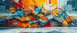 Graffiti wall art abstract background in city. Graffiti wall grunge background generated by ai