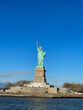 New York, New York – January 11, 2024: the view of the Statue of Liberty from the ferry boat with tourists