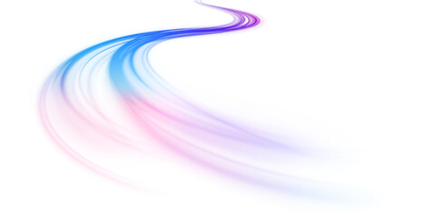 Wall Mural - Abstract background in blue and purple neon glow colors. Vector png blue glowing lines air flow effect. Speed connection background.	