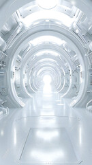 Poster - A generic futuristic science fiction background, inside of a white hi-tech laboratory or space ship