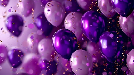 Wall Mural - Beautiful purple balloon background celebration birthday banner template vector illustration.