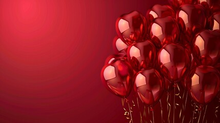 Wall Mural - Beautiful red balloon background celebration birthday banner template vector illustration.