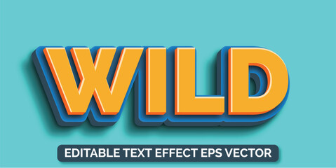 Wild yellow color Editable 3d Text effect eps vactor