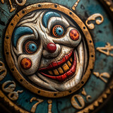 Close-up of a clown face, detailed textures