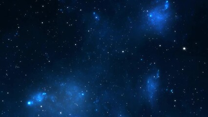 Wall Mural - space travel through dark blue constellations and galaxies. astronomical journey deep into the unive