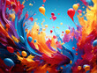  colorfull balloons in the air by ai generated 