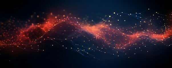 Futuristic data stream 3d illustration. Data transfer technology. Wave of dots and weave lines. Abstract background.