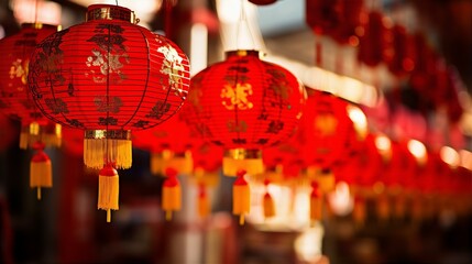 Wall Mural - Lantern decorated in place on Chinese New Year Day