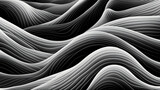 Fototapeta  - Wallpaper in black, white and shades of gray with a wavy pattern of sea waves 4K