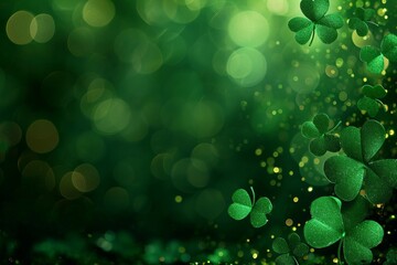 Wall Mural - Abstract green blurred background with round bokeh for st patrick's day celebration