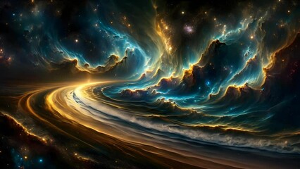 Wall Mural - Starry night cosmos Colorful nebula cloud in space galaxy Video
