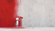 A white stick figure is painting a wall red. Generative AI