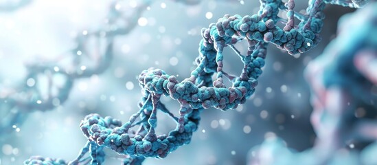 abstract dna molecule on abstract light background with copyspace genetic biotechnology concept 3d r